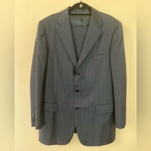 Ermenegildo Zegna  " Trofeo "  Charcoal Grey Multi Stripe Suit SZ 44L